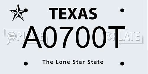 A0700T Texas License Plate