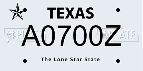A0700Z Texas License Plate
