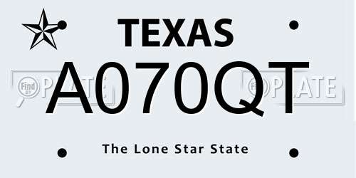 A070QT Texas License Plate