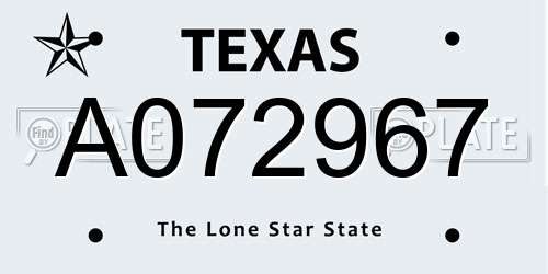 A072967 Texas License Plate
