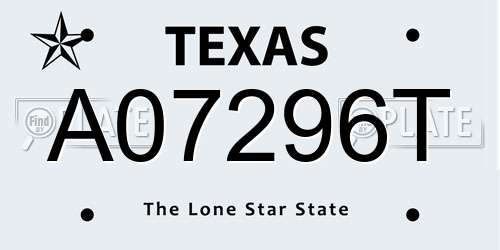 A07296T Texas License Plate