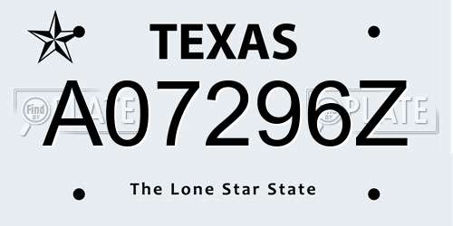 A07296Z Texas License Plate