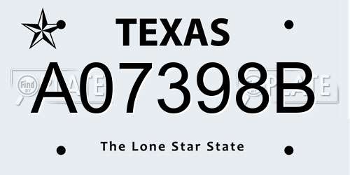 A07398B Texas License Plate