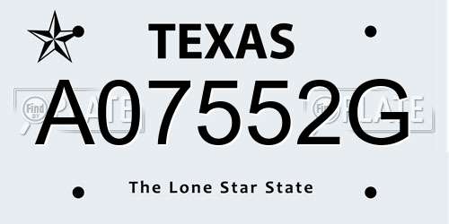 A07552G Texas License Plate