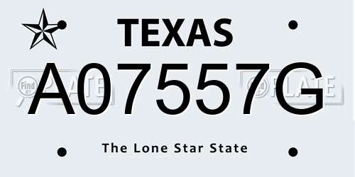 A07557G Texas License Plate