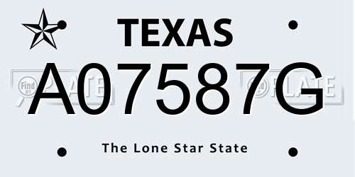 A07587G Texas License Plate