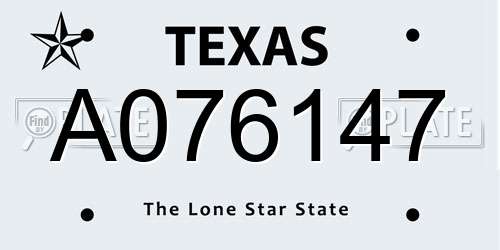 A076147 Texas License Plate