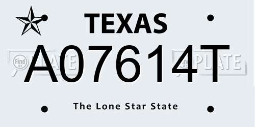 A07614T Texas License Plate