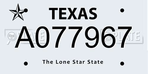 A077967 Texas License Plate