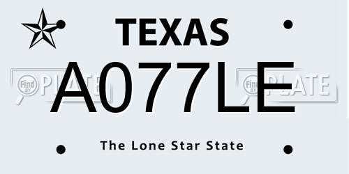 A077LE Texas License Plate