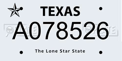 A078526 Texas License Plate