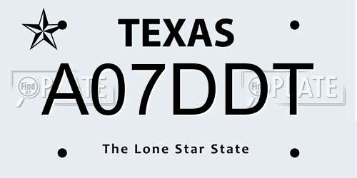 A07DDT Texas License Plate
