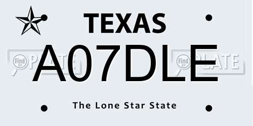 A07DLE Texas License Plate