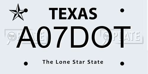A07DOT Texas License Plate