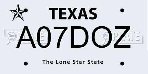 A07DOZ Texas License Plate