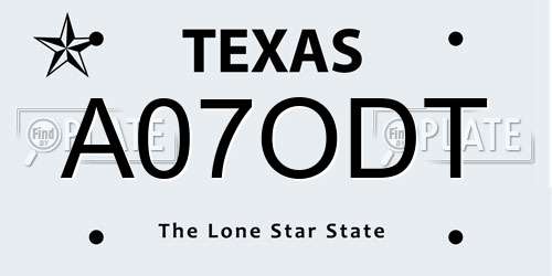 A07ODT Texas License Plate