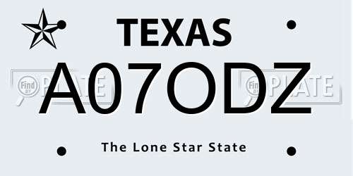A07ODZ Texas License Plate