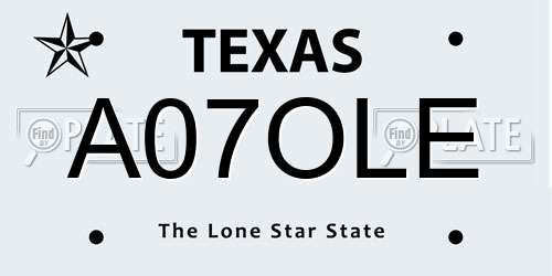 A07OLE Texas License Plate