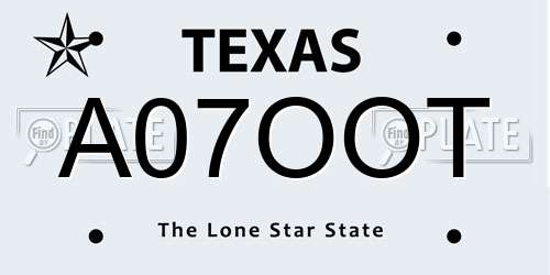 A07OOT Texas License Plate