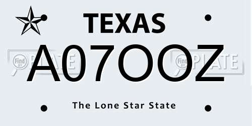 A07OOZ Texas License Plate