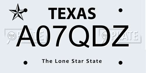 A07QDZ Texas License Plate
