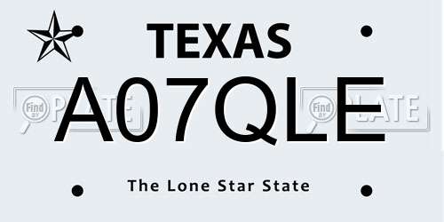 A07QLE Texas License Plate