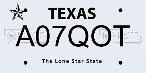 A07QOT Texas License Plate