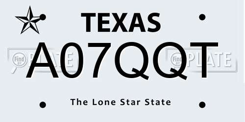 A07QQT Texas License Plate