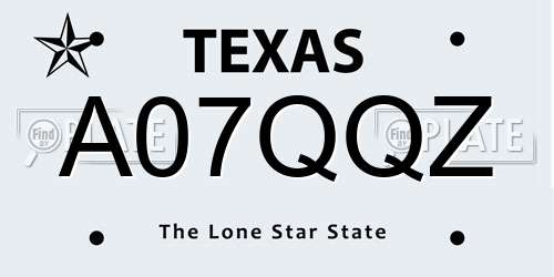 A07QQZ Texas License Plate