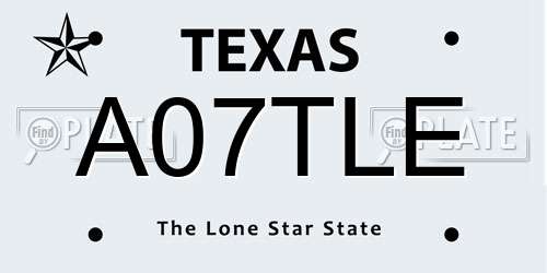 A07TLE Texas License Plate