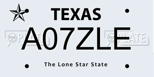 A07ZLE Texas License Plate