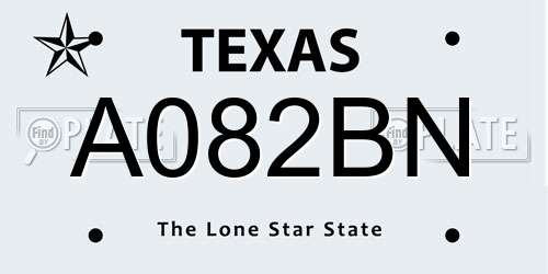 A082BN Texas License Plate