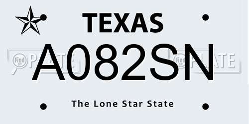 A082SN Texas License Plate