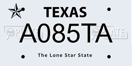 A085TA Texas License Plate