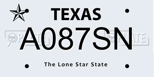 A087SN Texas License Plate