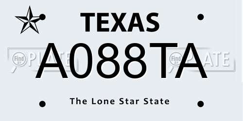 A088TA Texas License Plate