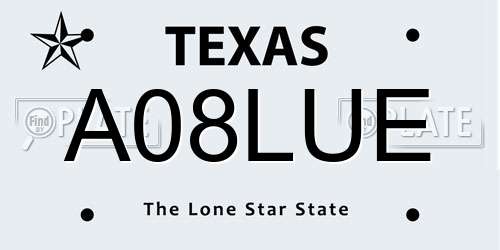A08LUE Texas License Plate