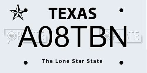 A08TBN Texas License Plate
