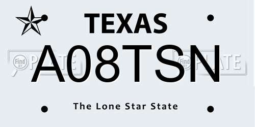 A08TSN Texas License Plate