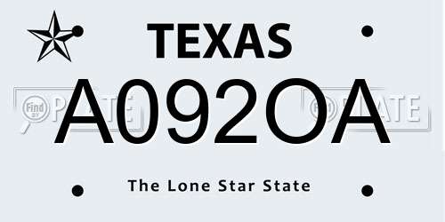 A092OA Texas License Plate
