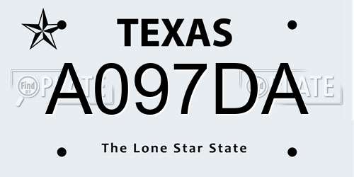 A097DA Texas License Plate