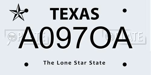 A097OA Texas License Plate