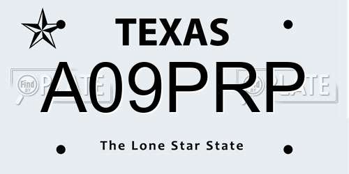 A09PRP Texas License Plate