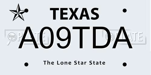 A09TDA Texas License Plate