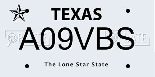 A09VBS Texas License Plate