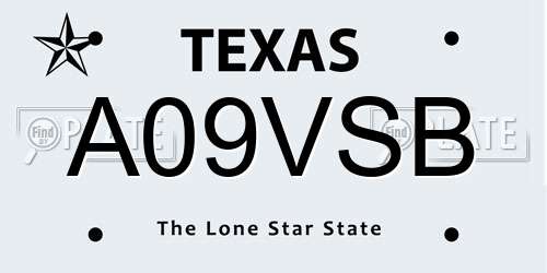 A09VSB Texas License Plate