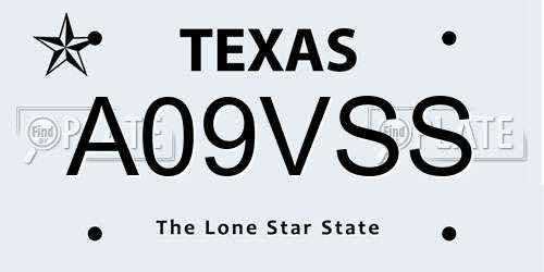 A09VSS Texas License Plate
