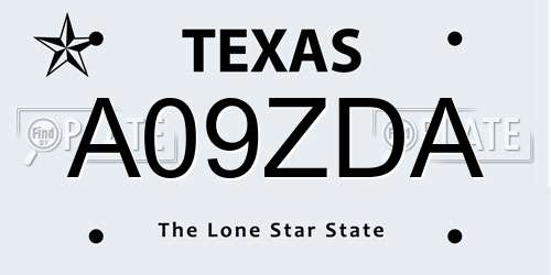 A09ZDA Texas License Plate