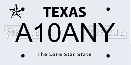 A10ANY Texas License Plate
