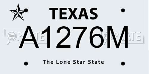 A1276M Texas License Plate